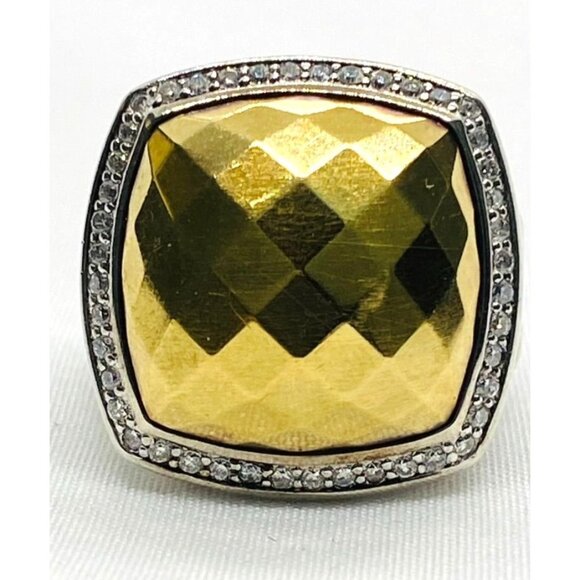 David Yurman Albion Faceted Dome Ring Sterling Silver Bonded 18K - Picture 1 of 11